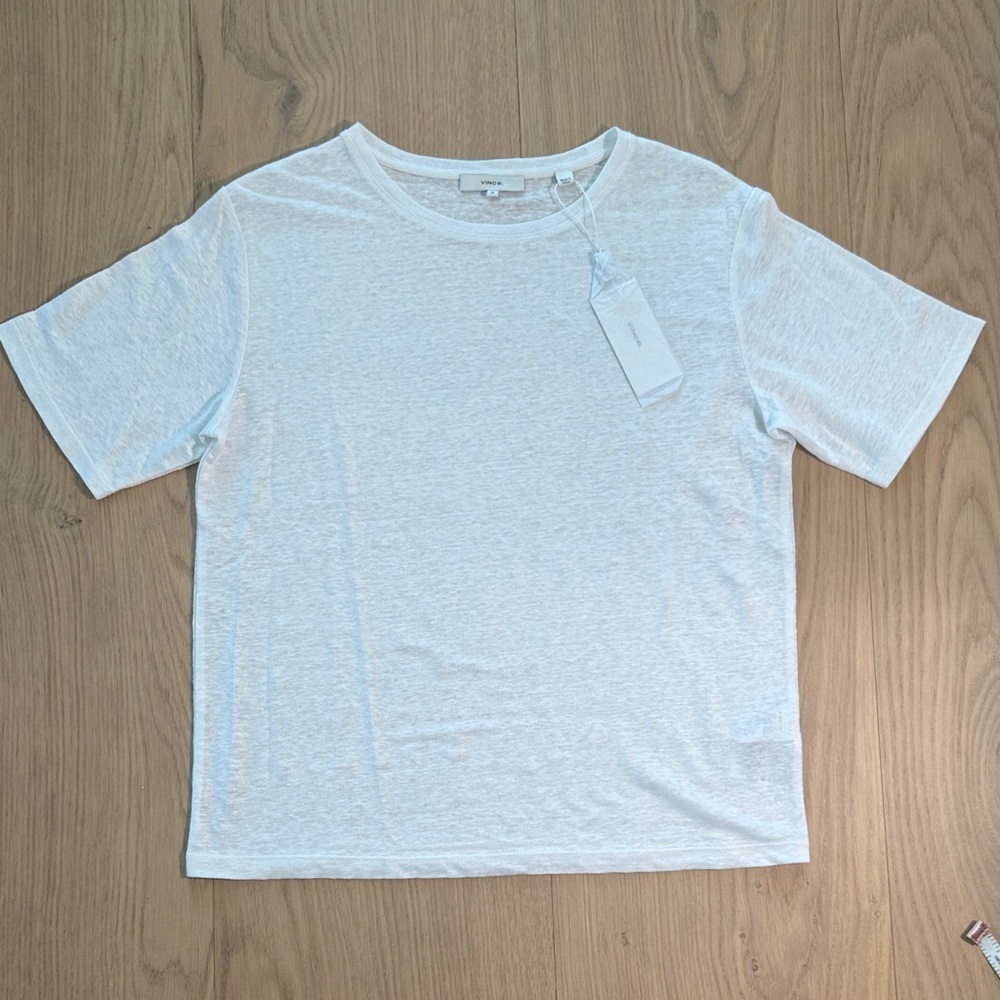 Vince White Short Sleeve Linen Tee - Medium - NWT